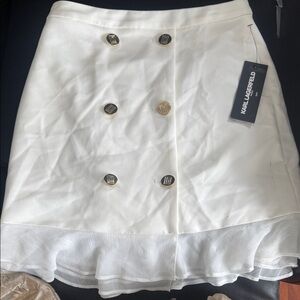 Karl Lagerfeld White Mini Skirt with Gold Accents